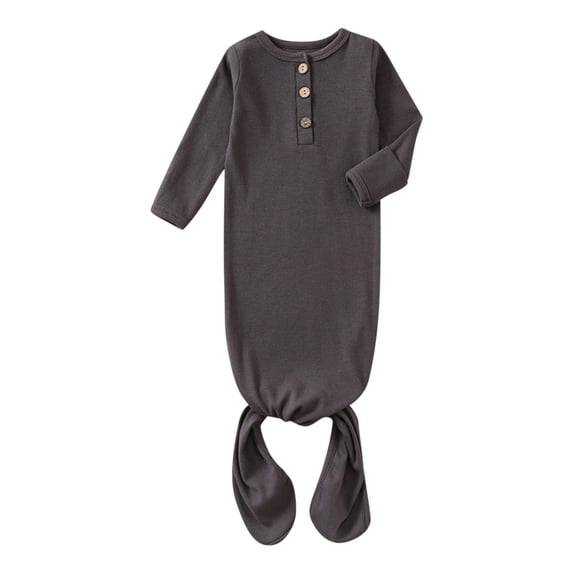 BLVB Newborn Baby Boys Girls Knotted Gown Soft Stretchy Infant Sleeper Baby Sleep Gown Coming Home Outfit(Dark Gray,0-6 Months)