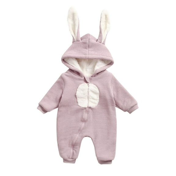 BLVB Newborn Baby Boys Girls Winter Clothes Hoodie Cute Ear Romper Jumpsuit Toddler Fleeced Lined Outfits 0-3 Years