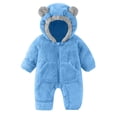 thumbnail image 1 of BLVB Newborn Baby Cute Warm Outfit Girls Boys Winter Fleece Clothes Hooded Romper Jumpsuit Snowsuit(Blue,3-6 Months), 1 of 8