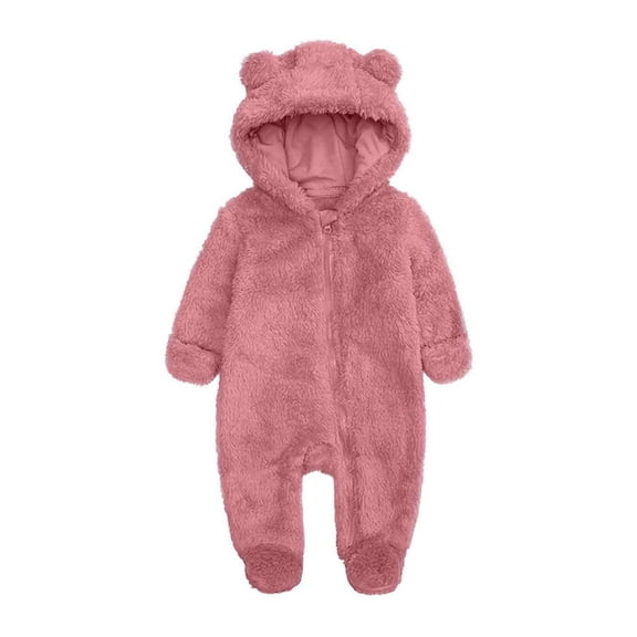 BLVB Newborn Baby One Piece Outfit Infant Boys Girls Fleece Hooded Romper Jumpsuits Cute Footed Outerwear for 0-12m