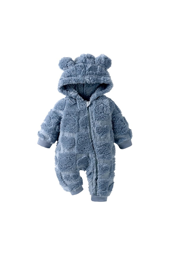 Newborn Baby Outfit Suit Girls Boys Fleece Jumpsuit Romper Hooded Winter Snowsuit Clothes Warm Coat
