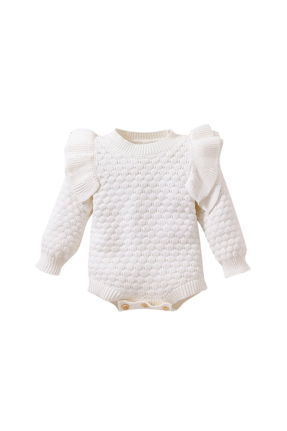 Newborn Fall Winter Clothes Baby Girl Sweater Ruffle Long Sleeve Knit Pullover Sweatshirt Romper Warm Infant Outfits