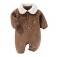 thumbnail image 1 of BLVB Newborn Fleece Footie Jumpsuit Lapel Warm Infant Thicken Winter Outwear Snowsuit for Baby Girls and Boys, 1 of 3