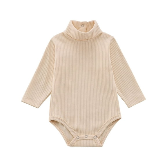BLVB Newborn Infant Baby Boy Girl Fall Outfit Turtleneck Bodysuit Long Sleeve Romper Top Basic Jumpsuit Warm Clothes