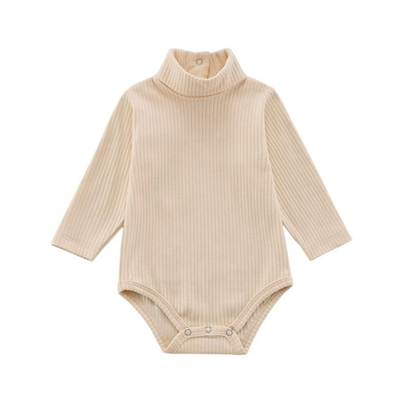 BLVB Newborn Infant Baby Boy Girl Fall Outfit Turtleneck Bodysuit Long Sleeve Romper Top Basic Jumpsuit Warm Clothes