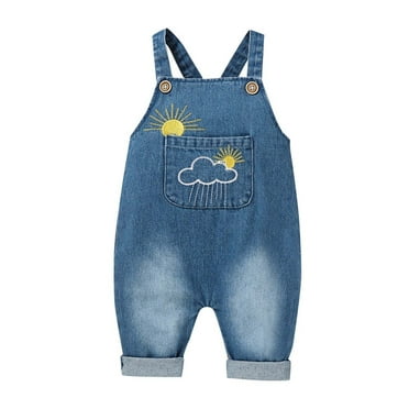 BLVB Newborn Infant Baby Boy Girl Suspender Pants Overalls Denim Bib Pants Trousers with Pocket Toddler Clothes