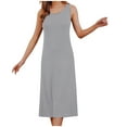 thumbnail image 1 of BLVB Nightgowns for Women Crewneck Sleeveless Midi Dresses Nightshirt Solid Comfy Ladies Long Nightdress Sleepwear Pjs, 1 of 5