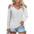 thumbnail image 1 of BLVB Off Shoulder Tops for Women V Neck Cutout Long Sleeve Casual Womens Fall Fashion Shirts Comfy Tunic Blouses, 1 of 4