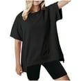 thumbnail image 1 of BLVB Oversized T Shirts for Girls Crewneck Short Sleeve Casual Summer Pullover Tops Lightweight Loose High Low Blouse for Kids, 1 of 1