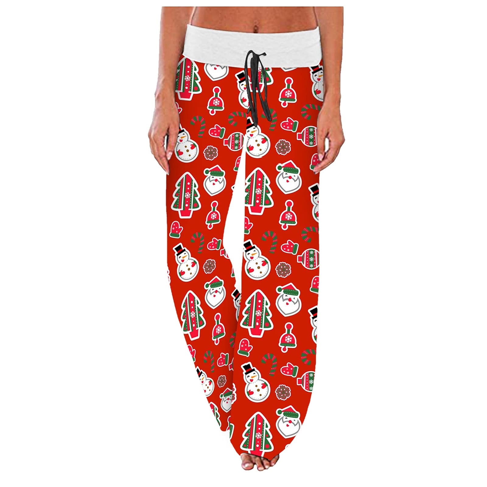 BLVB Pajama Pants for Women Christmas Snowflake Print Elastic Waist ...