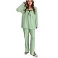 thumbnail image 1 of BLVB Pajama Set Womens Long Sleeve Sleepwear Padded Top and Pants Cozy Loungewear Soft Pjs Lounge Set M-5XL, 1 of 6