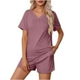 thumbnail image 1 of BLVB Pajamas Womens Lounge Set Short Sleeve Top and Shorts 2 Piece Loungewear Outfits Pj Sets with Pockets, 1 of 7
