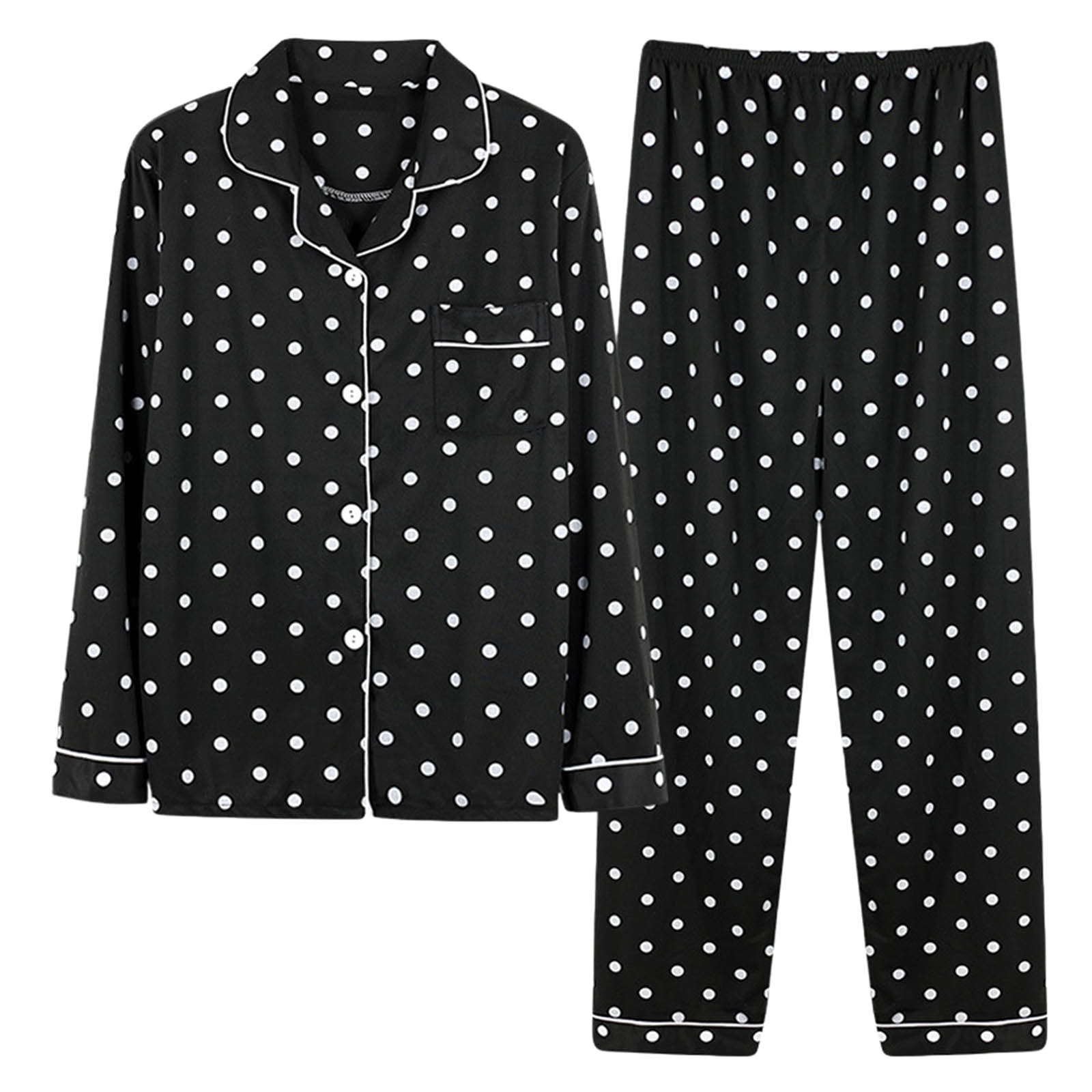BLVB Pajamas for Women PJ Set Button-Down Soft Long Sleeve Shirts Loose ...