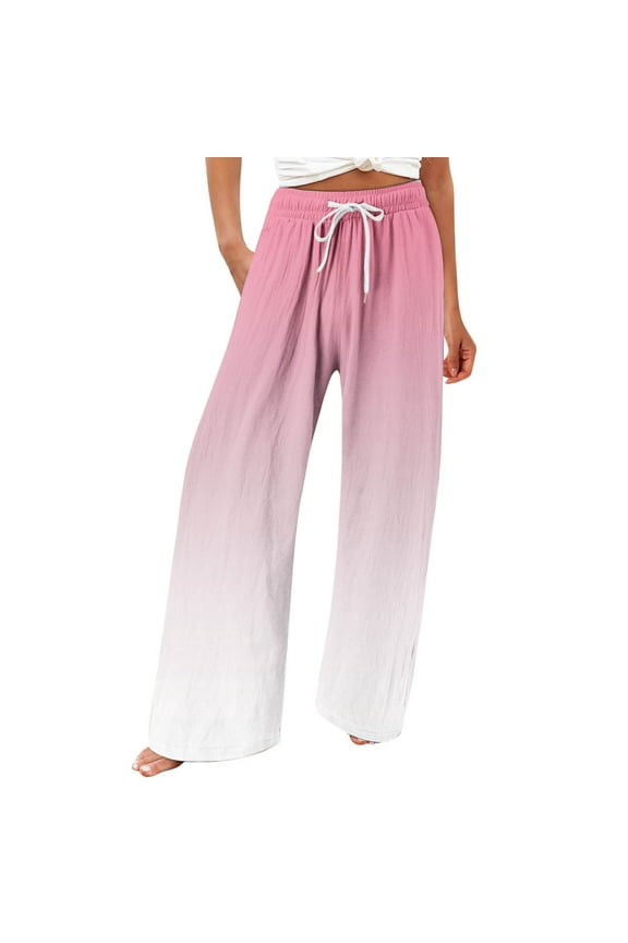Palazzo Pants for Women Gradient Print Loose Wide Leg Lounge Pants High Waist Casual Beach Trousers