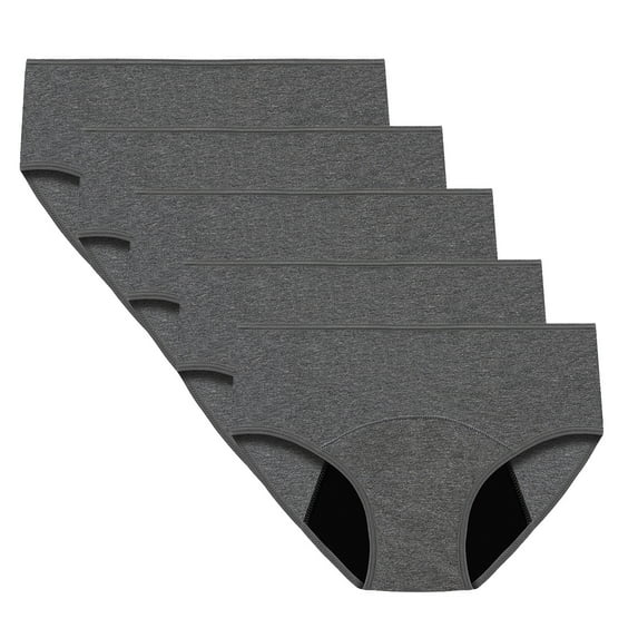 BLVB Period Underwear for Women No Show Panties Menstrual Panty for Female Teens Girls Cotton 5PCS