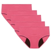 BLVB Period Underwear for Women No Show Panties Menstrual Panty for Female Teens Girls Cotton 5PCS