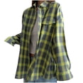 thumbnail image 1 of BLVB Plaid Shirts for Women Plaid Button Down Shirts Oversized Long Sleeve Casual Loose Blouse Top Jacket Fall Outfits, 1 of 7