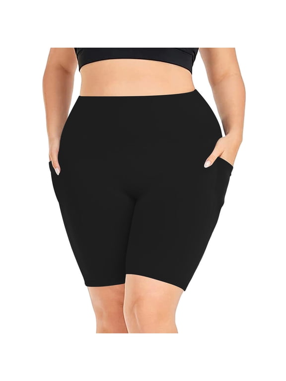 Plus Size Biker Shorts for Women High Waist X-Large-5X with Pockets Workout Running Shorts for Yoga