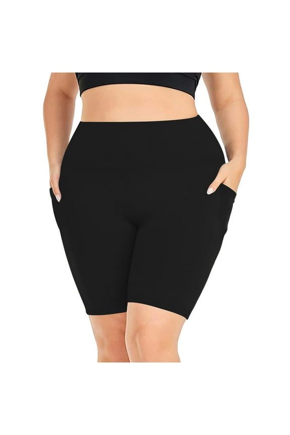 Plus Size Biker Shorts for Women High Waist X-Large-5X with Pockets Workout Running Shorts for Yoga