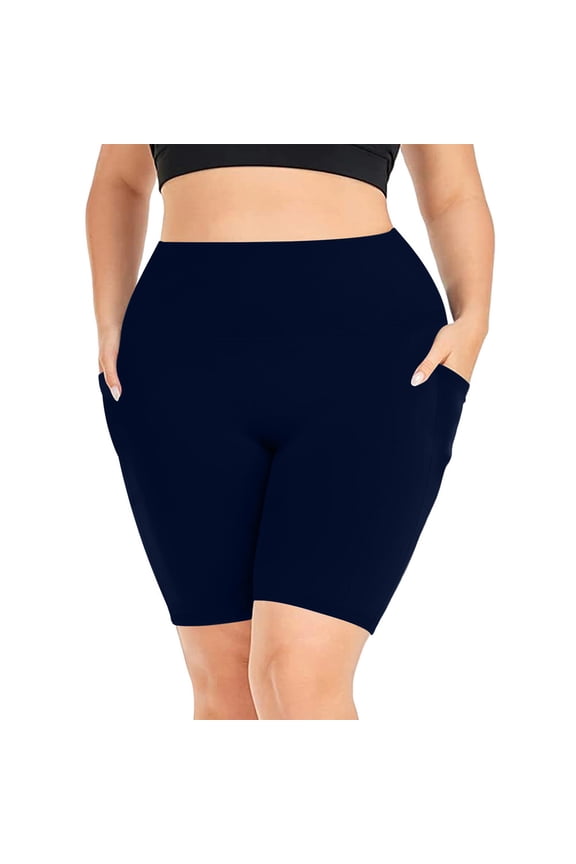 Plus Size Biker Shorts for Women High Waist X-Large-5X with Pockets Workout Running Shorts for Yoga