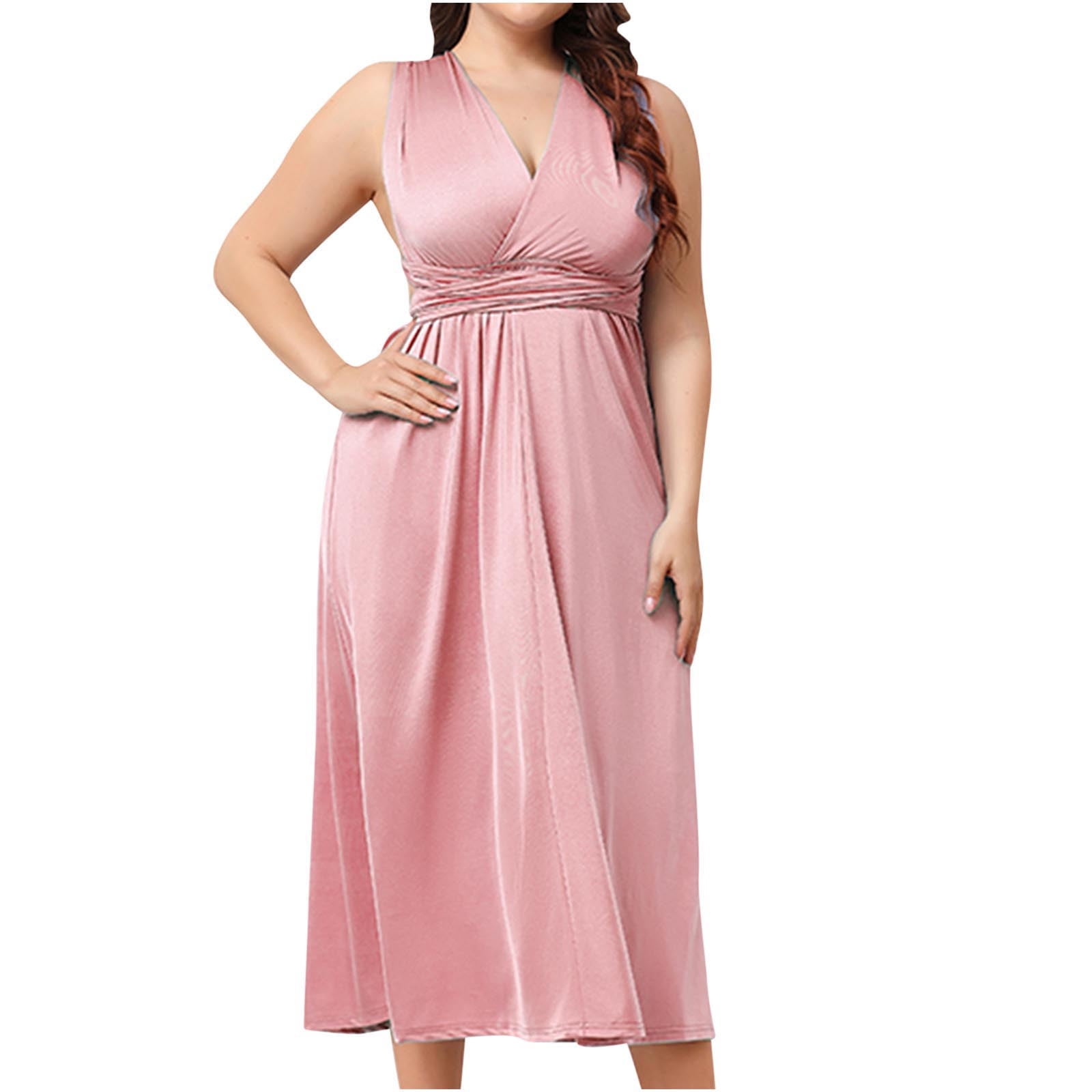 BLVB Plus Size Dresses for Curvy Women Sleeveless Wrap V Neck Elegant  Wedding Guest Dress Prom Gown Long Party Dress - Walmart.com