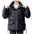 thumbnail image 1 of BLVB Puffer Jackets for Women Winter Long Sleeve Zip Down Coats Stand Collar Warm Comfy Outerwear with Pockets, 1 of 4