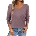 thumbnail image 1 of BLVB Pullover Sweaters for Women Lightweight Fall Fashion Tops V Neck Long Sleeve Trendy Crochet Pointelle Sweater, 1 of 7