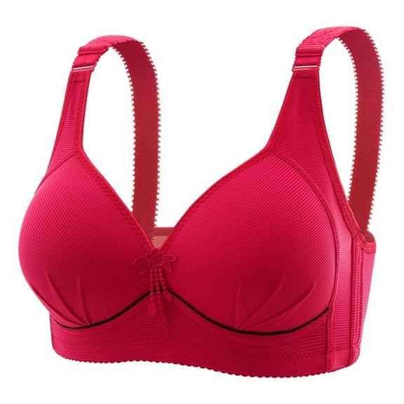 BLVB Push up Bra for Women Comfort Soft Support Bra Wireless Full-Coverage Everyday Bra Wirefree Bralette Red