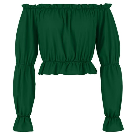 BLVB Renaissance Shirt for Women Long Ruffle Sleeve off the Shoulder Peplum Blouse Cropped Party Tops