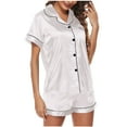 thumbnail image 1 of BLVB Satin Pajamas Set Women's Short Sleeve Tops Sleepwear Soft Silk Button Down Loungewear Comfy Pjs Shorts Set Homewear, 1 of 6
