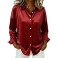 thumbnail image 1 of BLVB Satin Silk Button down Shirts for Women Dress Shirts Long Sleeve Business Work Blouses Womens Shirts, 1 of 6