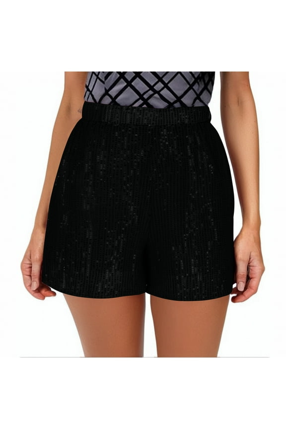 Sequin Shorts for Women High Waist Elastic Sparkly Shorts Glitter Sparkle Party Shorts Clubwear Summer Trendy Clothes