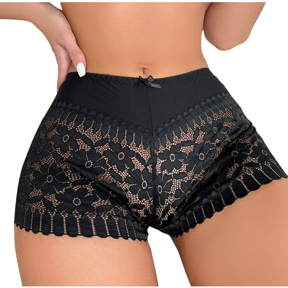 BLVB Women's Underwear Floral Lace Boyshort Panties High Waist Hipster Full Coverage Boxer Briefs
