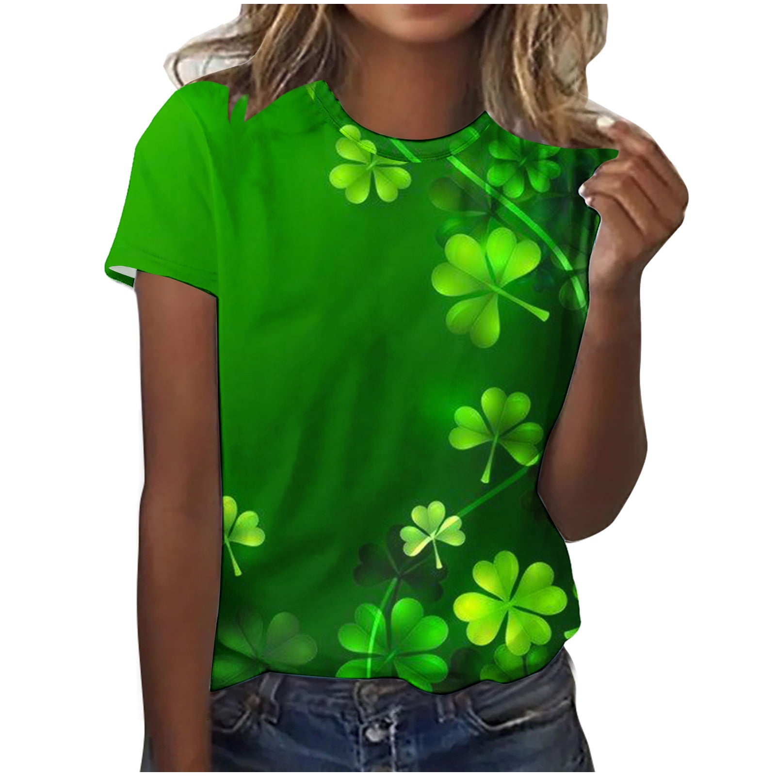 Shamrocks Tees St Patrick's Day Shirt for Women Short Sleeve Graphic Tee Crewneck Casual Tops Gifts for Girls