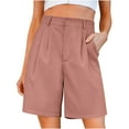thumbnail image 1 of BLVB Shorts for Women Dressy High Waisted Knee Length Shorts Casual Pleated Wide Leg Summer Shorts with Pockets, 1 of 3