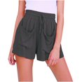 thumbnail image 1 of BLVB Shorts for Women Summer Solid Color Plus Size High Elastic Waist Drawstring Casual Loose Lounge Shorts with Pockets, 1 of 4