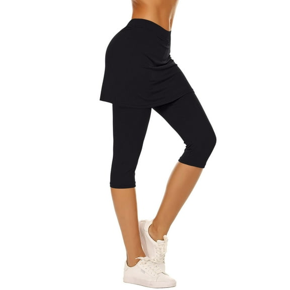 BLVB Skirted Leggings for Women Capri, Athletic Tennis Skirt with Leggings Golf Skorts Gym Yoga Clothes