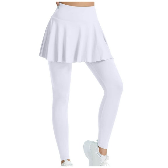 BLVB Skirted Leggings for Women High Waisted Pleated Golf Tennis Workout Sport Skort with Full Length Pants