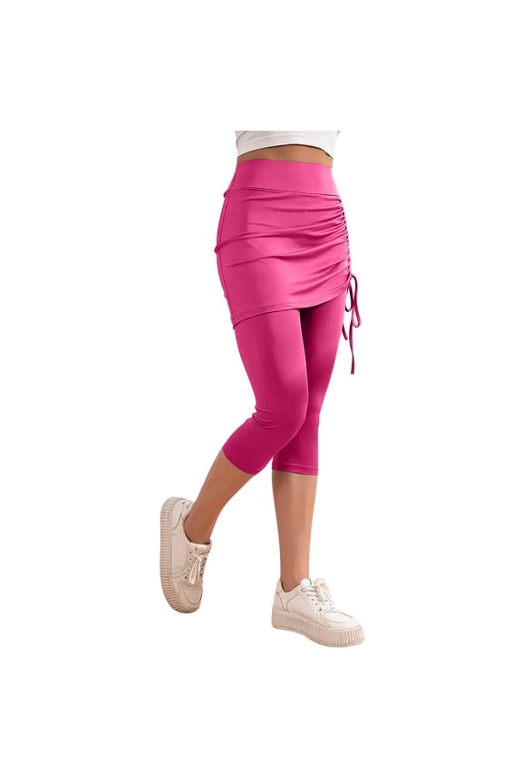 Skirted Leggings for Women Tennis Golf Skorts Capris Gym Yoga Legging with Skirts Workout Active Tights