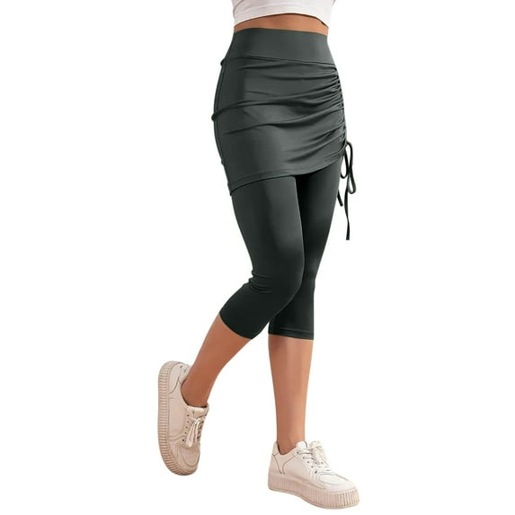 BLVB Skirted Leggings for Women Tennis Golf Skorts Capris Gym Yoga Legging with Skirts Workout Active Tights