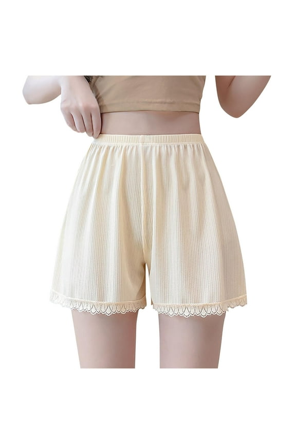 Slip Shorts for Women Lace Trim Pettipants Bloomers Split Skirt Culottes Half Slips Under Dresses Shorts for Women