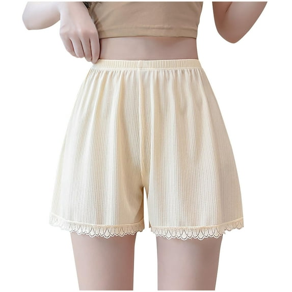 BLVB Slip Shorts for Women Lace Trim Pettipants Bloomers Split Skirt Culottes Half Slips Under Dresses Shorts for Women