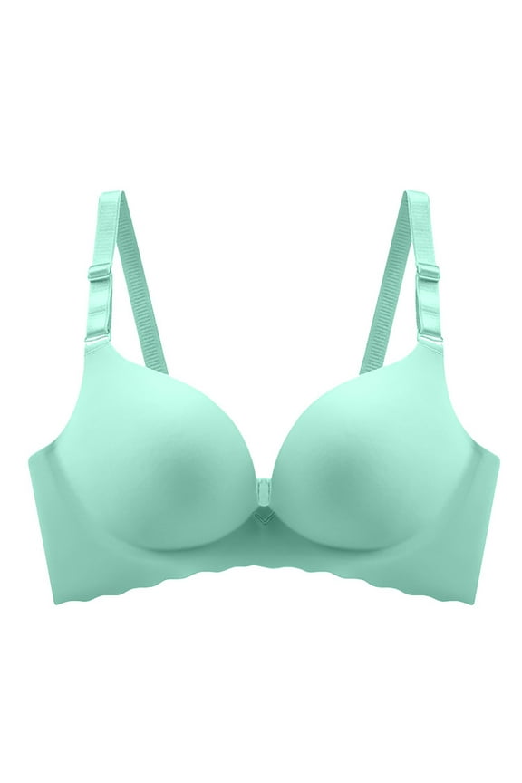 Smooth Wireless Bras for Women No Underwire Comfort Seamless Everyday Bra V Neck Push up Bralettes Mint Green