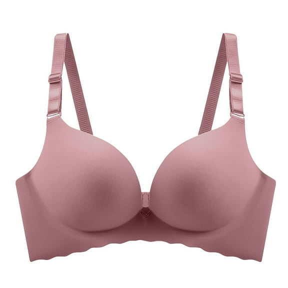 BLVB Smooth Wireless Bras for Women No Underwire Comfort Seamless Everyday Bra V Neck Push up Bralettes Pink 1