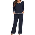thumbnail image 1 of BLVB Soft Comfy Long Sleeve Pajama Sets Sleepwear for Women 2 Piece Pajama Sets Lounge Pj Sets with Pockets, 1 of 7