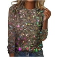 thumbnail image 1 of BLVB Sparkle Tops for Women Casual Long Sleeve Crewneck Glitter Going out Party Tee Tops Shirts Trendy Clothes Multicolor, 1 of 4