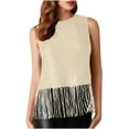 thumbnail image 1 of BLVB Sparkly Fringe Tank Tops for Women Sleeveless Crewneck Tassel Sequin Tops Glitter Club Party Shirt Cami Outfit, 1 of 7