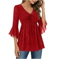 thumbnail image 1 of BLVB Sparkly Tops for Women Ruffle 3/4 Sleeve V Neck Double Layers Mesh Blouses Loose Fit Flowy Tunic Tops Spring Shirts, 1 of 7