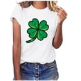 thumbnail image 1 of BLVB St. Patrick's Day Shirts for Women Cute Shamrock Clover Graphic Tee Shirts Short Sleeve Crewneck Gift Tops Blouse White, 1 of 4