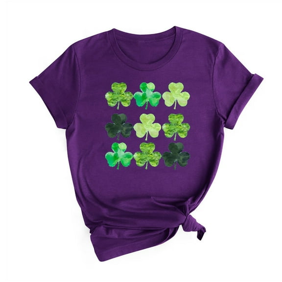 BLVB St. Patrick's Day T Shirts for Women Short Sleeve Crewneck Casual Summer Tops Shamrock Clover Graphic Tee Shirts